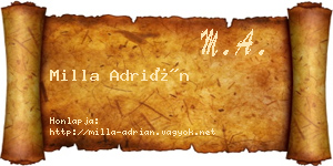 Milla Adrián névjegykártya