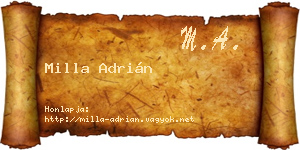 Milla Adrián névjegykártya